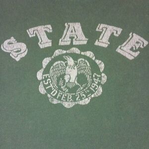 Vintage, JCrew Graphic State Tee, Size Medium  PTP 21" Length 26" Color Green an